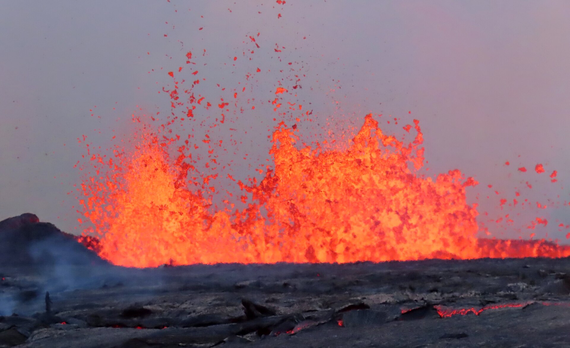Lava fountaining at the summit of Kīlauea volcano on the Big Island of Hawai‘i